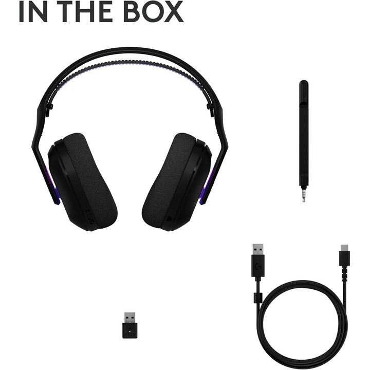 Logitech G G522 Lightspeed, auriculares de juegos inalámbricos, Lightsync RGB, negro