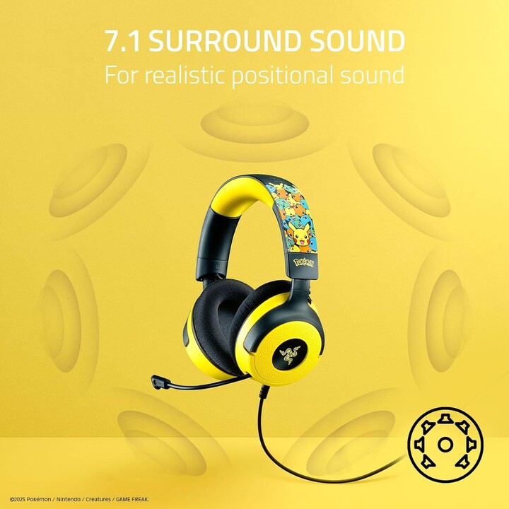 Razer Kraken V4 X Pokémon Edition, Aurione da gioco USB cablata