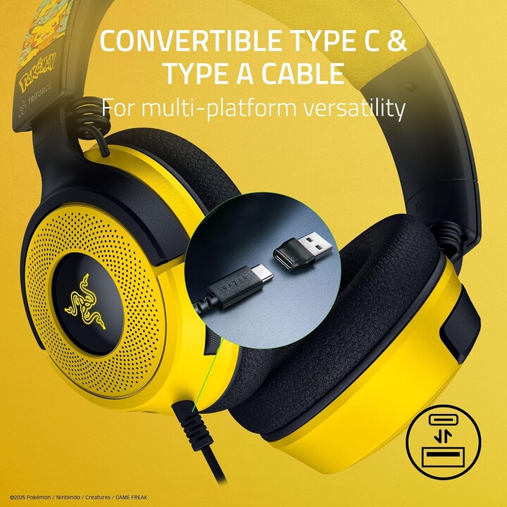 Razer Kraken V4 X Pokémon Edition, Aurione da gioco USB cablata