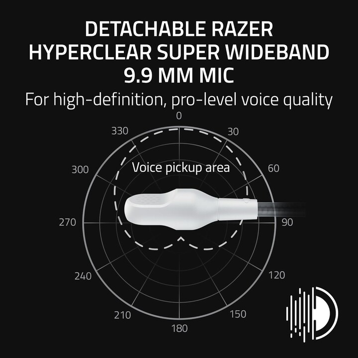 Razer Blackshark v3, auricolare wireless e-sports, triforce da 50mm driver, bianco