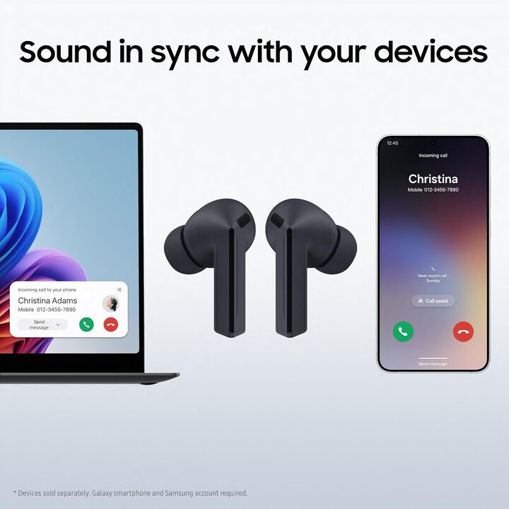 Samsung Galaxy Buds3 FE, Galaxy AI, Auriculares Inalámbricos, Cancelación de Ruido, Bluetooth, Audio 360, Negro