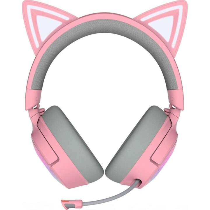 Auriculares Gaming Razer Kraken Kitty V3 Pro inalámbricos HyperSpeed y Bluetooth con orejas RGB y micrófono Quartz