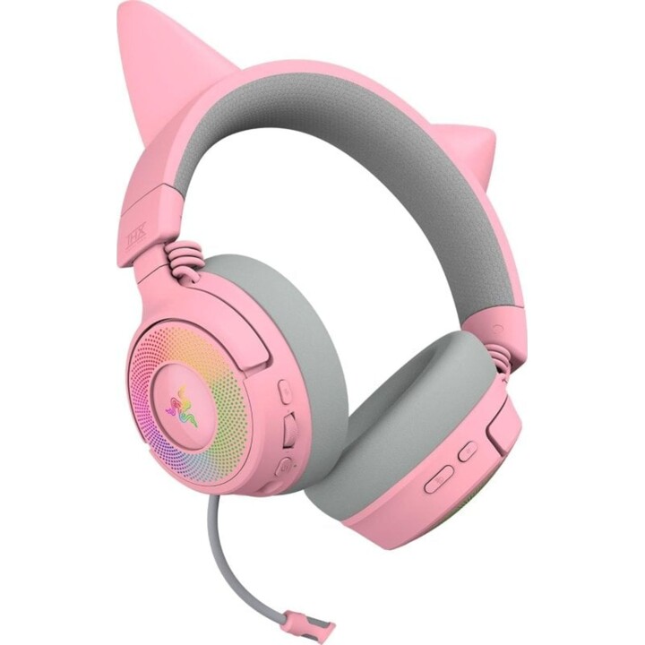 Auriculares Gaming Razer Kraken Kitty V3 Pro inalámbricos HyperSpeed y Bluetooth con orejas RGB y micrófono Quartz