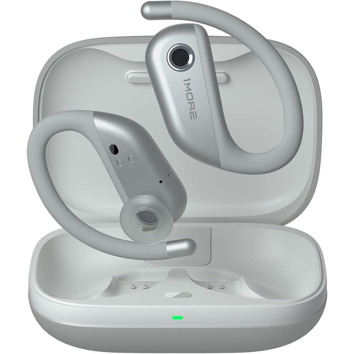 1MORE Fit Open Earbuds S50, Cuffie bluetooth wireless con microfono, IPX7, carico rapido, 38 ore, argento
