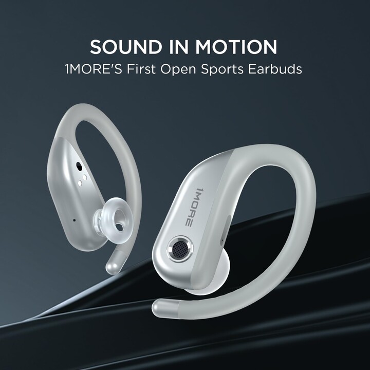 1MORE Fit Open Earbuds S50, Cuffie bluetooth wireless con microfono, IPX7, carico rapido, 38 ore, argento