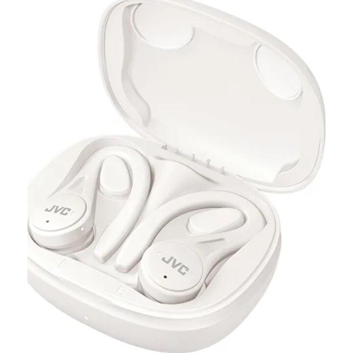 JVC True Wireless Sport - auriculares inalámbricos con gancho seguro, ligeros y compactos, blancos