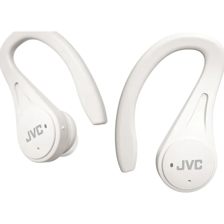 JVC True Wireless Sport - auriculares inalámbricos con gancho seguro, ligeros y compactos, blancos