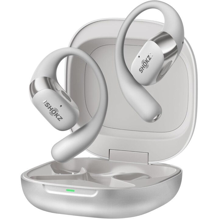 Fones de ouvido sem fio SHOKZ OpenFit 2+, intra-auriculares Bluetooth para chamadas/música, cinza