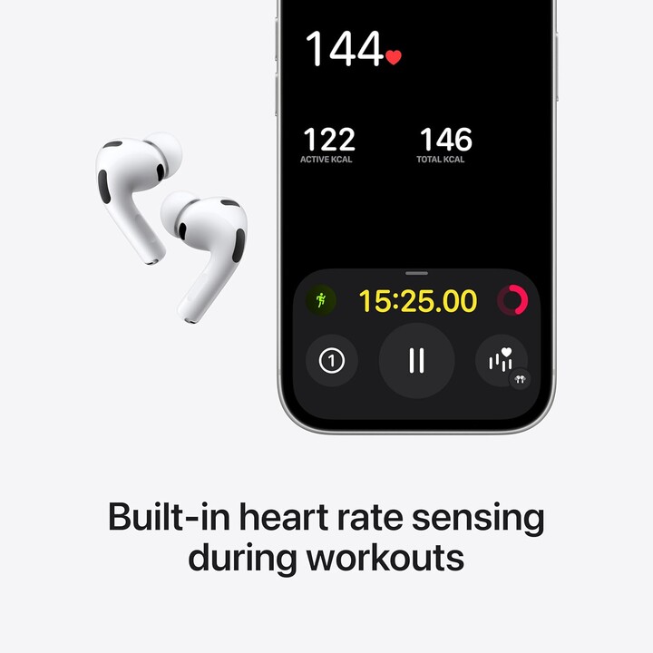Apple AirPods Pro 3, Inalámbrico, Cancelación de ruido, Medición de frecuencia cardíaca, USB-C, Blanco