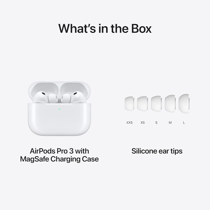 Apple AirPods Pro 3, Inalámbrico, Cancelación de ruido, Medición de frecuencia cardíaca, USB-C, Blanco