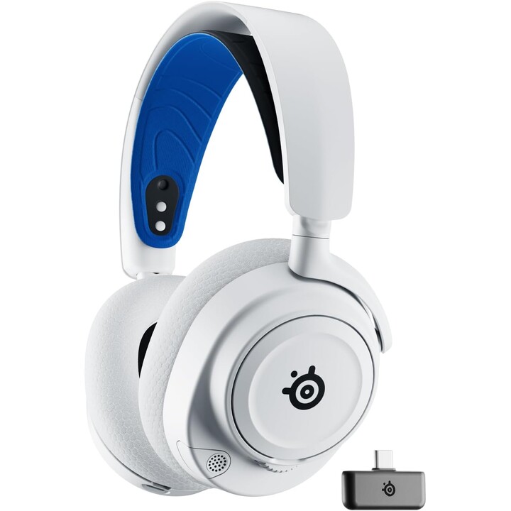 Steelseries Arctis Nova 7p White Kabellose Kopfhörer Kopfband Gaming Bluetooth Blau, Weiß