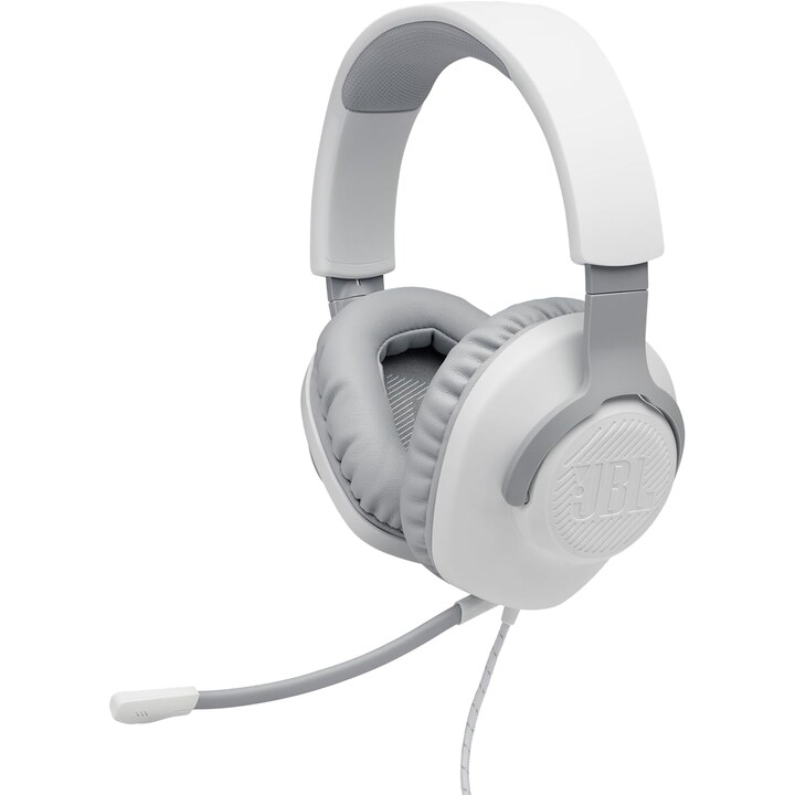 Casque de jeu JBL Quantum 100 avec microphone / prise jack 3,5 mm / blanc