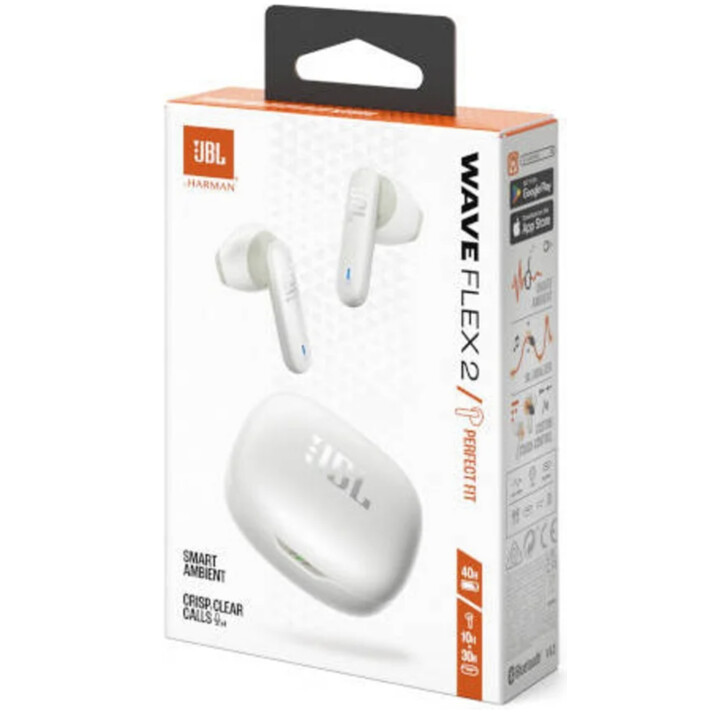 JBL Wave Flex 2 Auriculares Inalámbrico Dentro de oído Llamadas/Música USB Tipo C Bluetooth Blanco