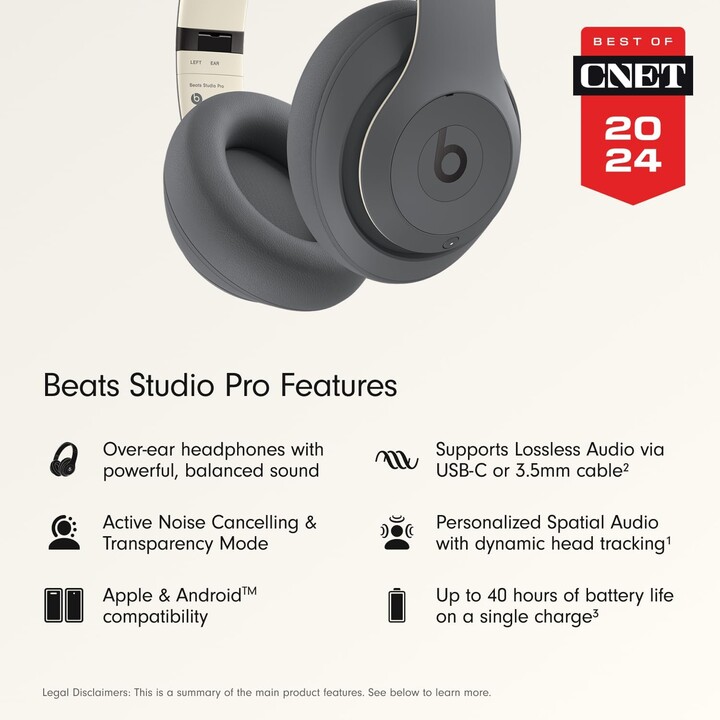 Beats Studio Pro ANC Sand Grey - Bluetooth Headphones