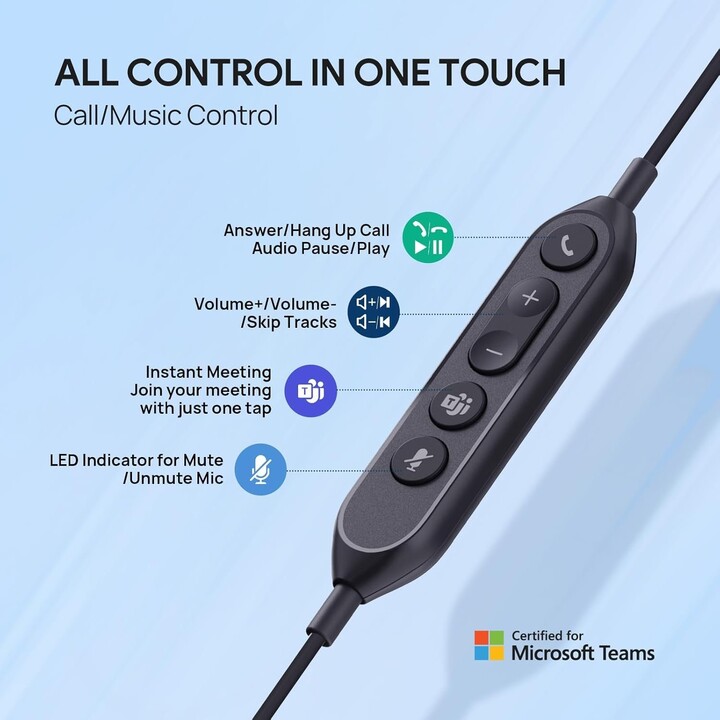 Yealink UH42 USB-A Auriculares con micrófono para PC Ordenador, auriculares con cable