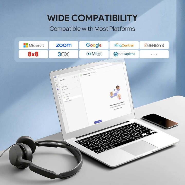 Yealink UH42 USB-A Auriculares con micrófono para PC Ordenador, auriculares con cable