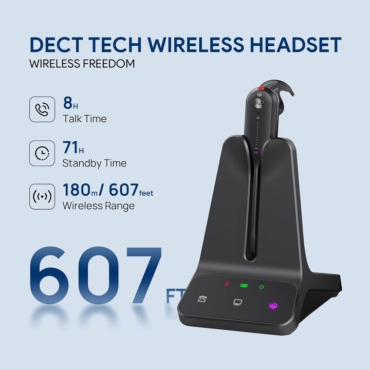 Yealink WH63 E2 DECT Auriculares inalámbricos con micrófono, 2 auriculares con cancelación de ruido