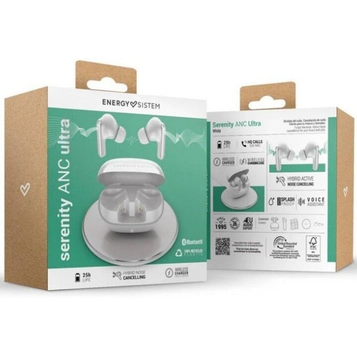 Energy Sis In-ear bluetooth earphone energy sistem serenity anc ultra tws ipx4 25h microphone White