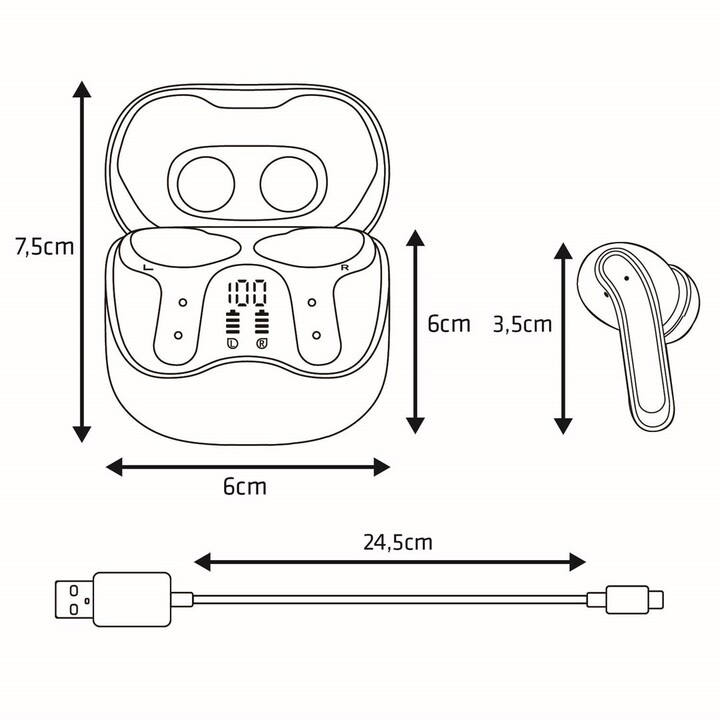 Audiocore Wireless Earbuds, Hybrid ANC, ENC, 6 Microphones, Charging Case, Tuya, AC591 PRO