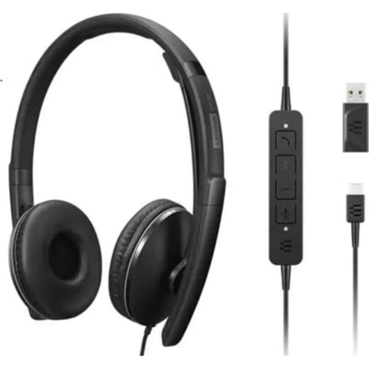 Auriculares Lenovo 4XD1M39029 con cable USB-C Circumaurales con Micrófono y Cancelación de Ruido Negros