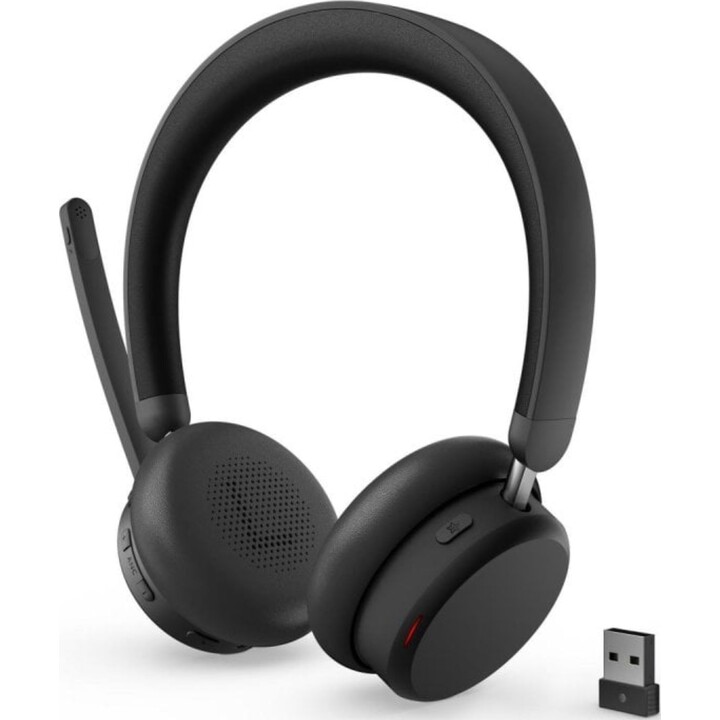 Lenovo 6550 Kabellose Bluetooth-Kopfhörer mit Geräuschunterdrückung für Büro und Anrufe, Schwarz