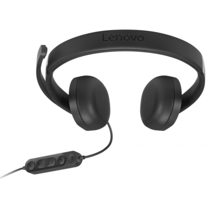 Lenovo - VoIP Headset 5000 Auscultadores com fios para escritório/centro de chamadas, USB Type-C, Preto