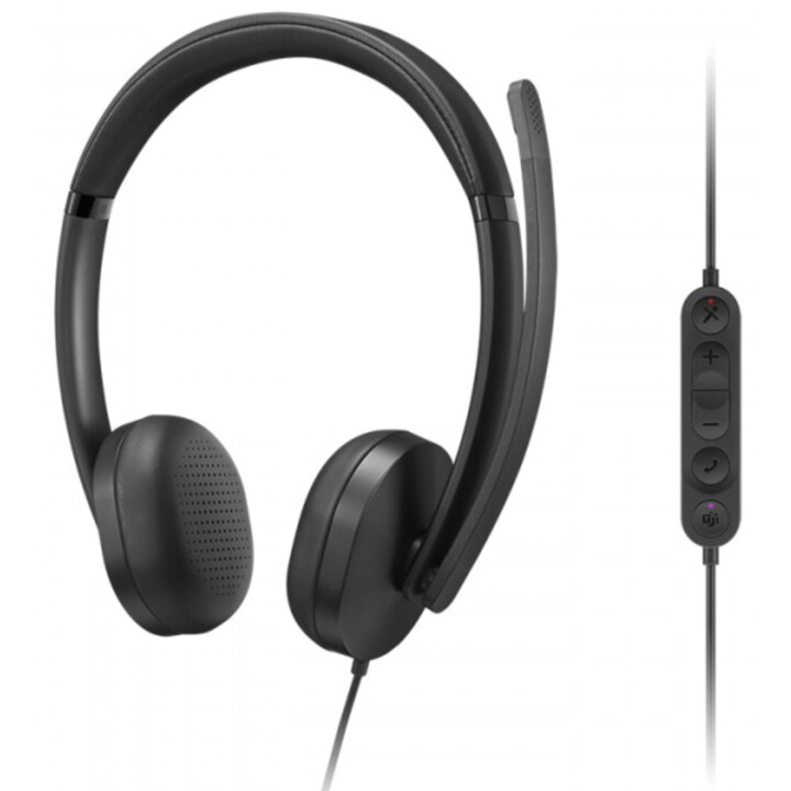 Lenovo - VoIP Headset 5000 Auscultadores com fios para escritório/centro de chamadas, USB Type-C, Preto