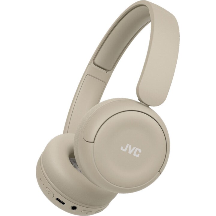 Fones de ouvido sem fio e com fio JVC HA-S59W, supra-auriculares para música/uso diário, USB tipo C, Bluetooth, bege.