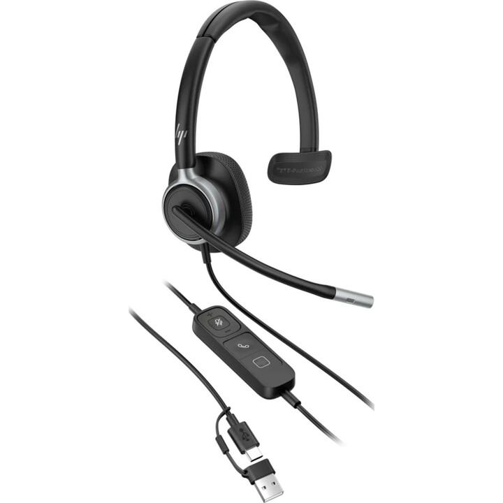 Auriculares con cable USB monoaurales HP Poly Mission, negros