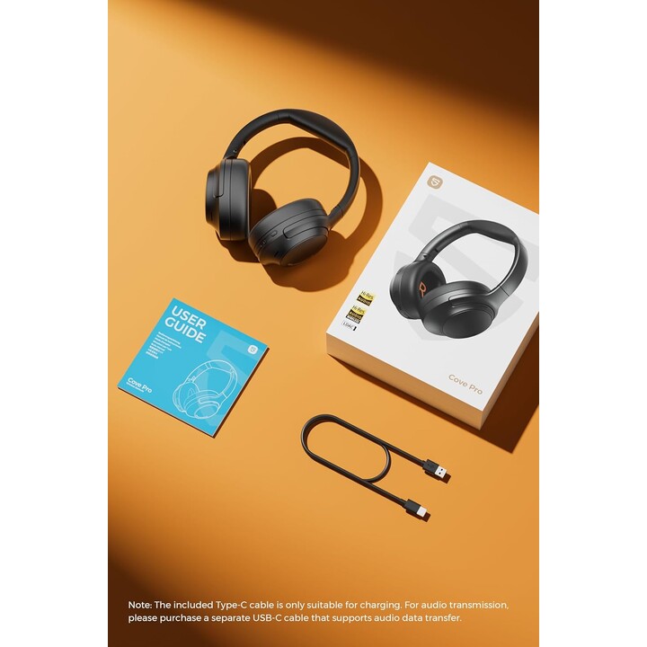 SoundPEATS Cove Pro Cancelación Activa Híbrida con Hi-Res Dual Gold con LDAC - Auriculares de Diadema Plegables Inalámbricos