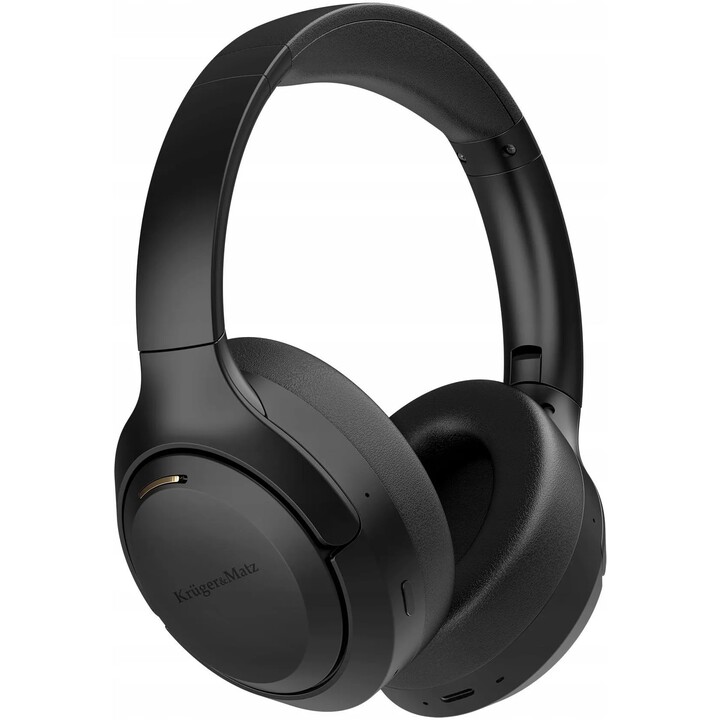 Auriculares inalámbricos supraaurales Kruger&Matz F8A con cancelación activa de ruido, color negro.