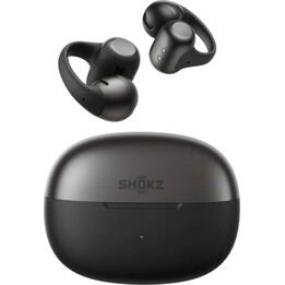 Auriculares SHOKZ OpenDots 2 negros con diseño de oreja abierta y clip, Bluetooth 6.1, 10 horas + 40 horas con el estuche