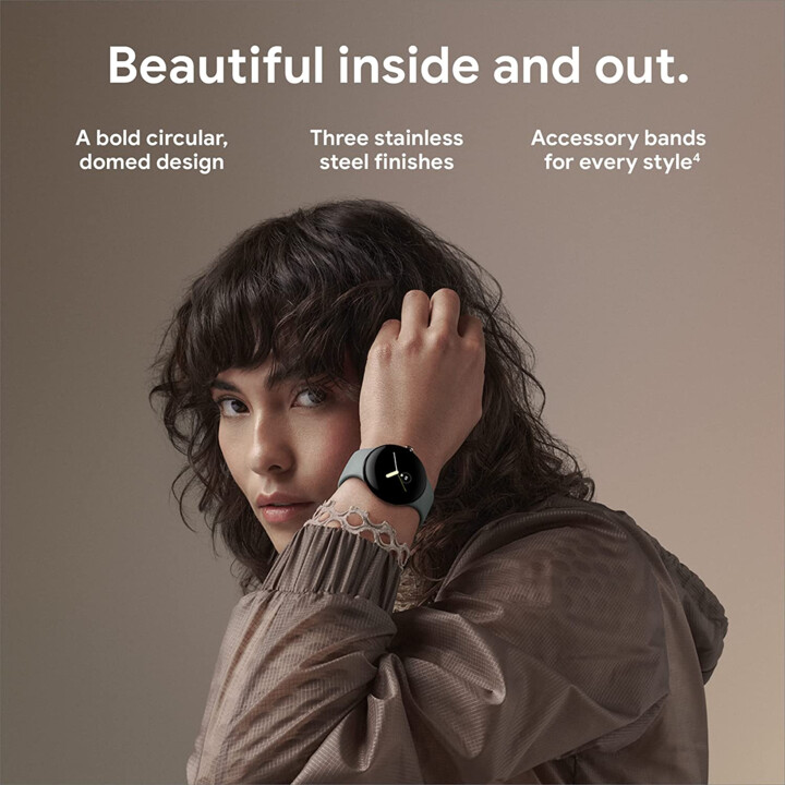 Google Pixel Watch LTE 41 mm Silber (Silber) und graues Sportarmband (Charcoal)