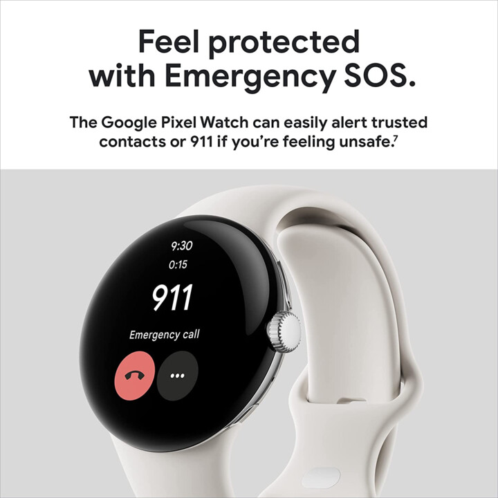 Google Pixel Watch LTE 41 mm Silber (Silber) und graues Sportarmband (Charcoal)