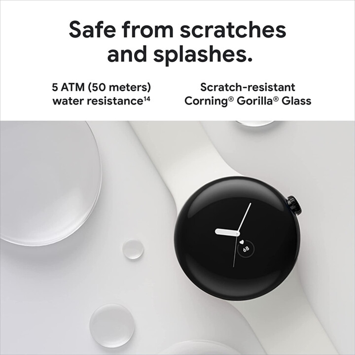 Google Pixel Watch LTE 41 mm Silber (Silber) und graues Sportarmband (Charcoal)