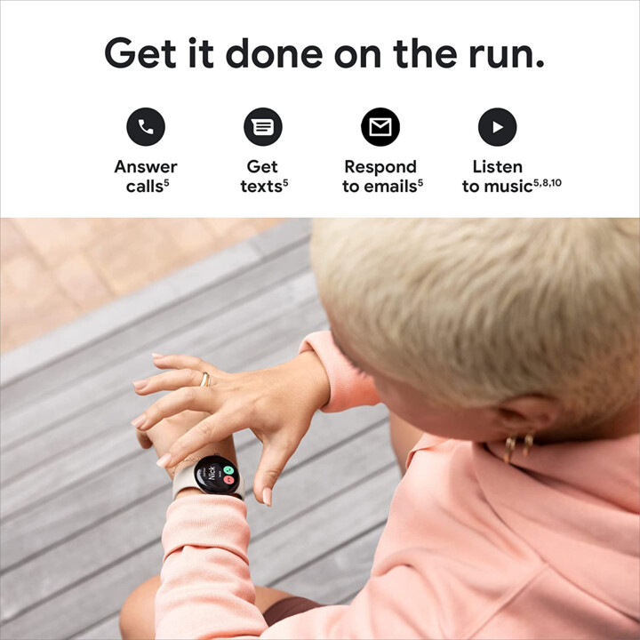 Google Pixel Watch LTE 41 mm Silber (Silber) und graues Sportarmband (Charcoal)