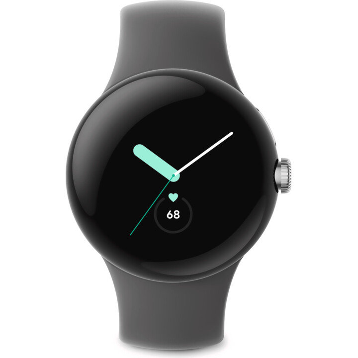 Google Pixel Watch LTE 41 mm Silber (Silber) und graues Sportarmband (Charcoal)