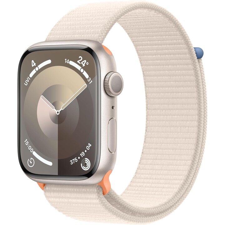 Apple Watch Series 9 GPS 45mm Star white aluminum case with star white loop sport band