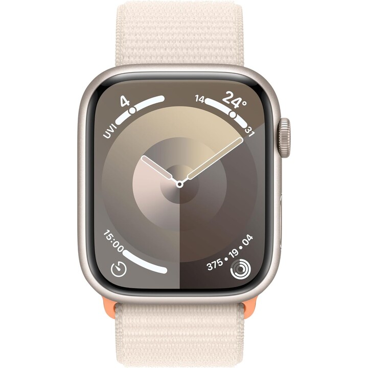 Apple Watch Series 9 GPS 45mm Star white aluminum case with star white loop sport band