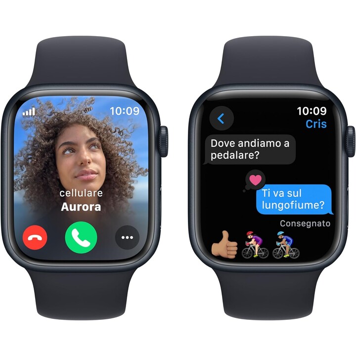 Apple Watch Series 9 GPS Cellular 45mm Caja de aluminio midnight con correa deportiva Midnight M/L