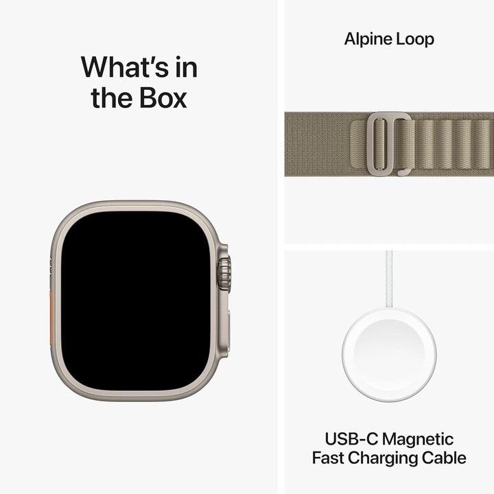 Apple Watch Ultra 2/ GPS/ Mobilfunk/ 49 mm/ Titangehäuse/ Olivgrünes Alpine Loop-Armband M Medium