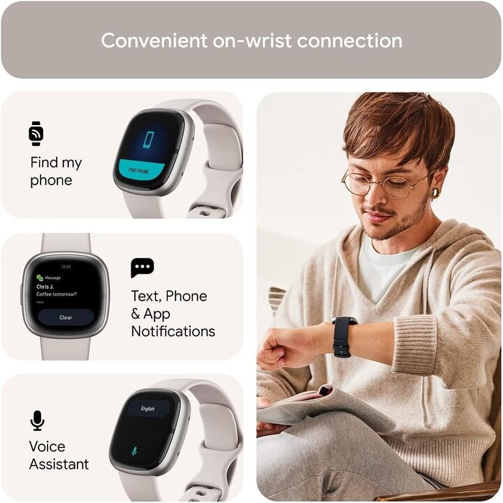 Fitibit Sense 2 Ivory White Aluminium Platinum