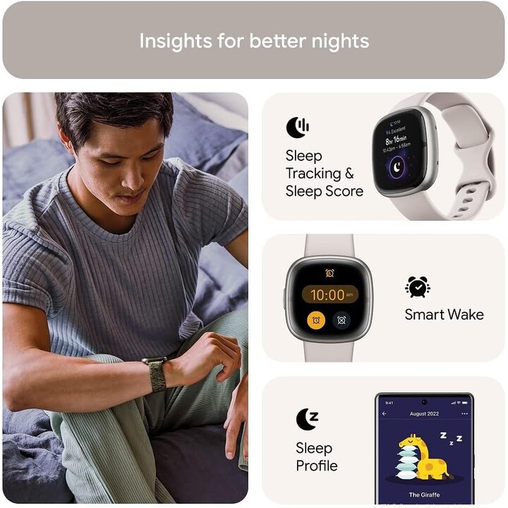Fitibit Sense 2 Ivory White Aluminium Platinum