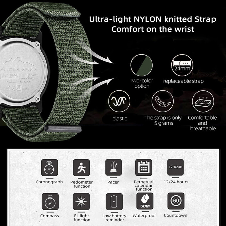 North Edge ALPS reloj digital outdoor verde