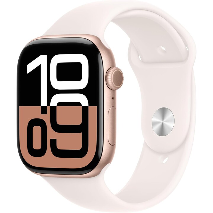 Apple Watch Series 10 GPS 46mm Caja de aluminio en oro rosa y correa deportiva rosa rubor Talla M/L
