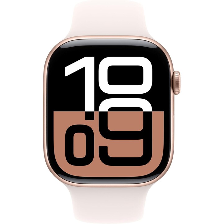 Apple Watch Series 10 GPS 46mm Caja de aluminio en oro rosa y correa deportiva rosa rubor Talla M/L