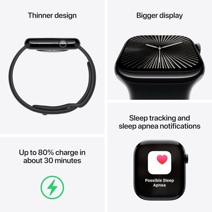 Apple Watch Series 10 GPS 46mm Caja de aluminio en oro rosa y correa deportiva rosa rubor Talla M/L
