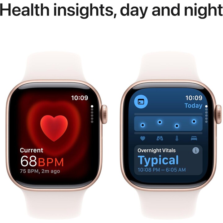 Apple Watch Series 10 GPS 46mm Caja de aluminio en oro rosa y correa deportiva rosa rubor Talla M/L