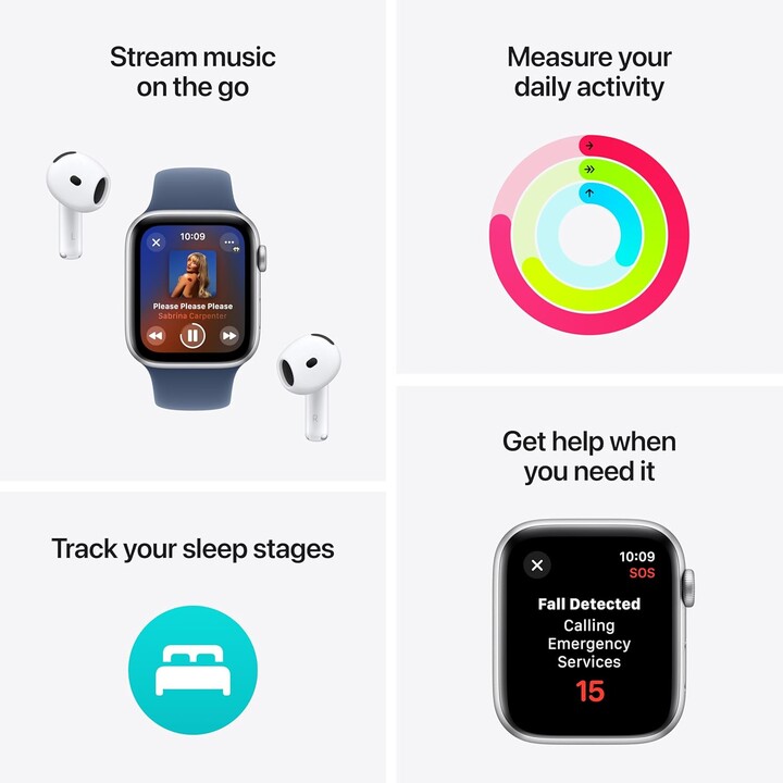 Apple Watch SE 2024 GPS Cellular 44mm Caja de aluminio medianoche con correa deportiva medianoche M/L