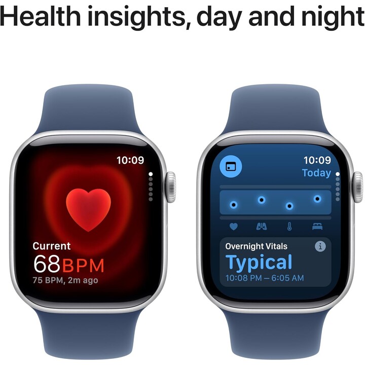 Apple Watch Series 10 GPS 46mm Caja de aluminio plateado con correa deportiva vaquera Talla S/M